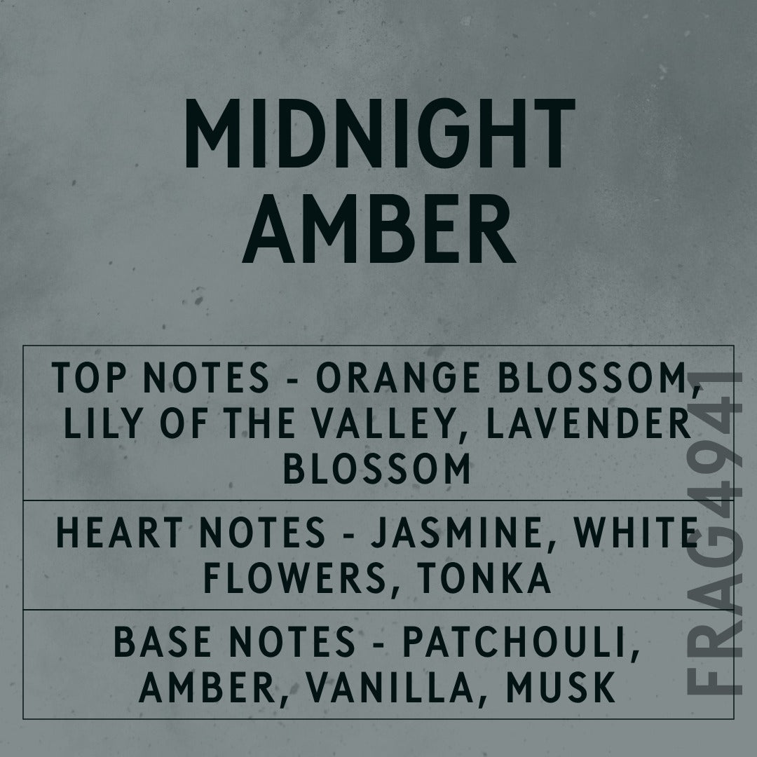 Midnight Amber Fragrance Oil scent card (English)