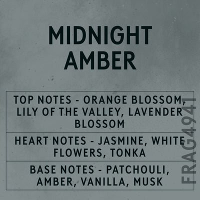Midnight Amber Fragrance Oil scent card (English)
