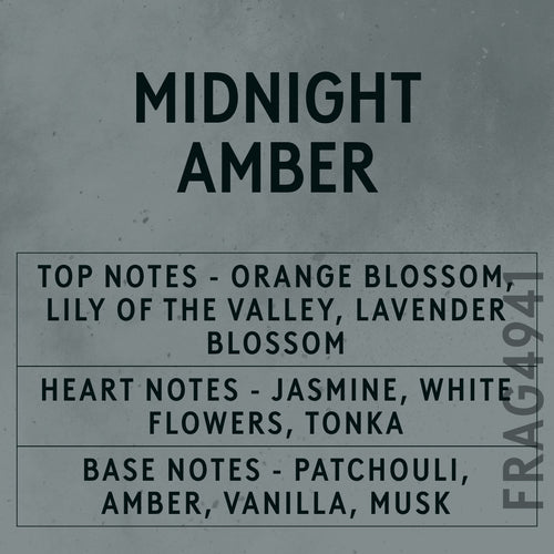 Midnight Amber Fragrance Oil scent card (English)