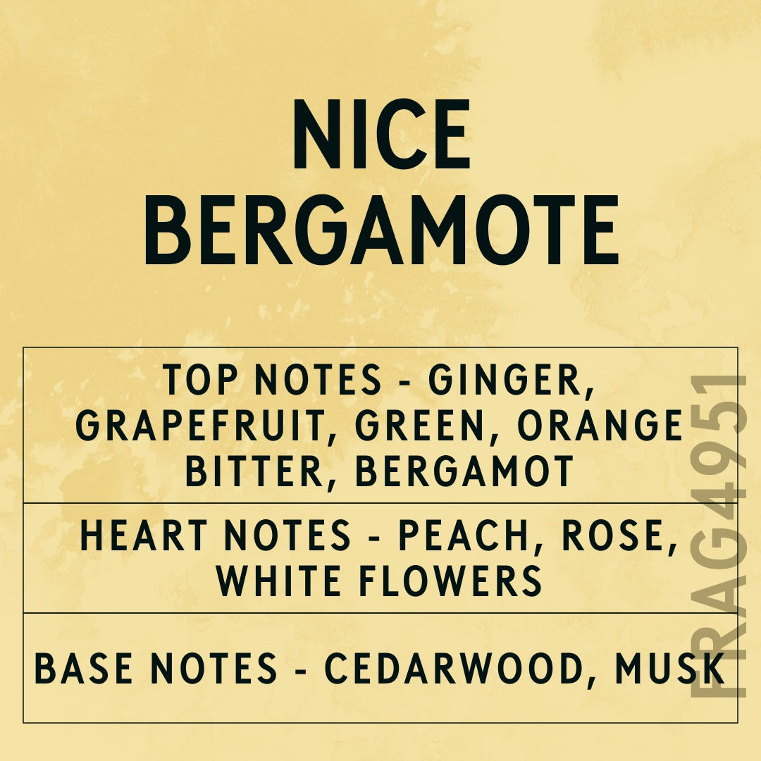 Nice Bergamote fragrance oil - Candle Shack aluminium bottle with dried botanicals on a dark slate background