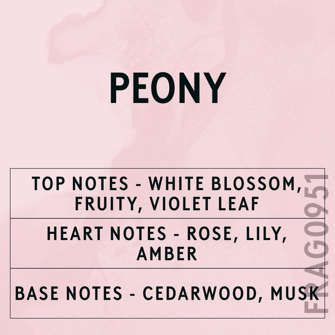 Peony Fragrance Oil scent card (English)