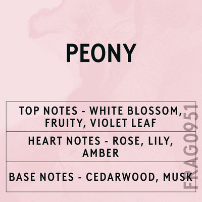 Peony Fragrance Oil scent card (English)