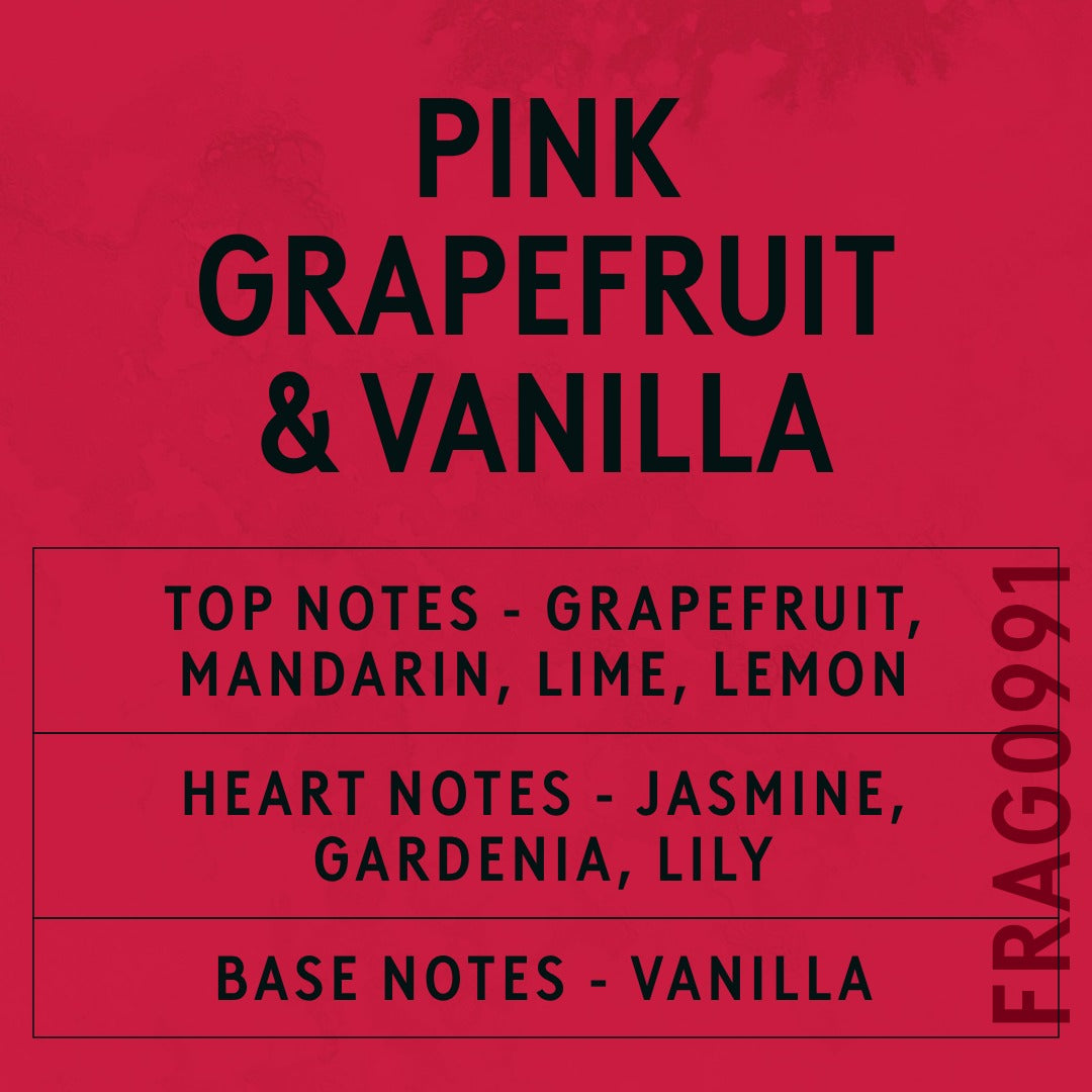 Pink Grapefruit and Vanilla Fragrance Oil scent card (English)