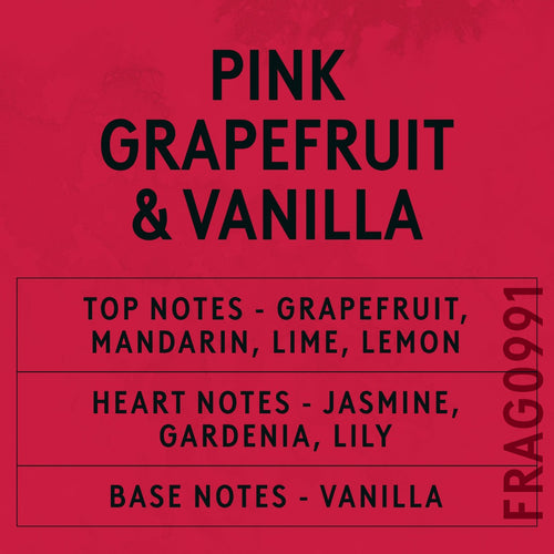 Pink Grapefruit and Vanilla Fragrance Oil scent card (English)
