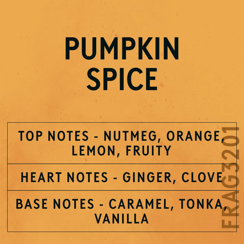 Pumpkin Spice fragrance oil - Candle Shack aluminium bottle with dried botanicals on a dark slate background