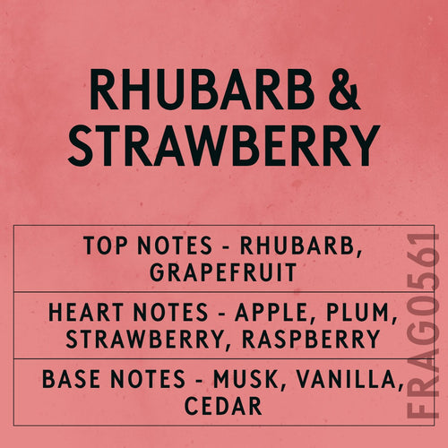 Rhubarb & Strawberry fragrance oil - Candle Shack aluminium bottle with dried botanicals on a dark slate background