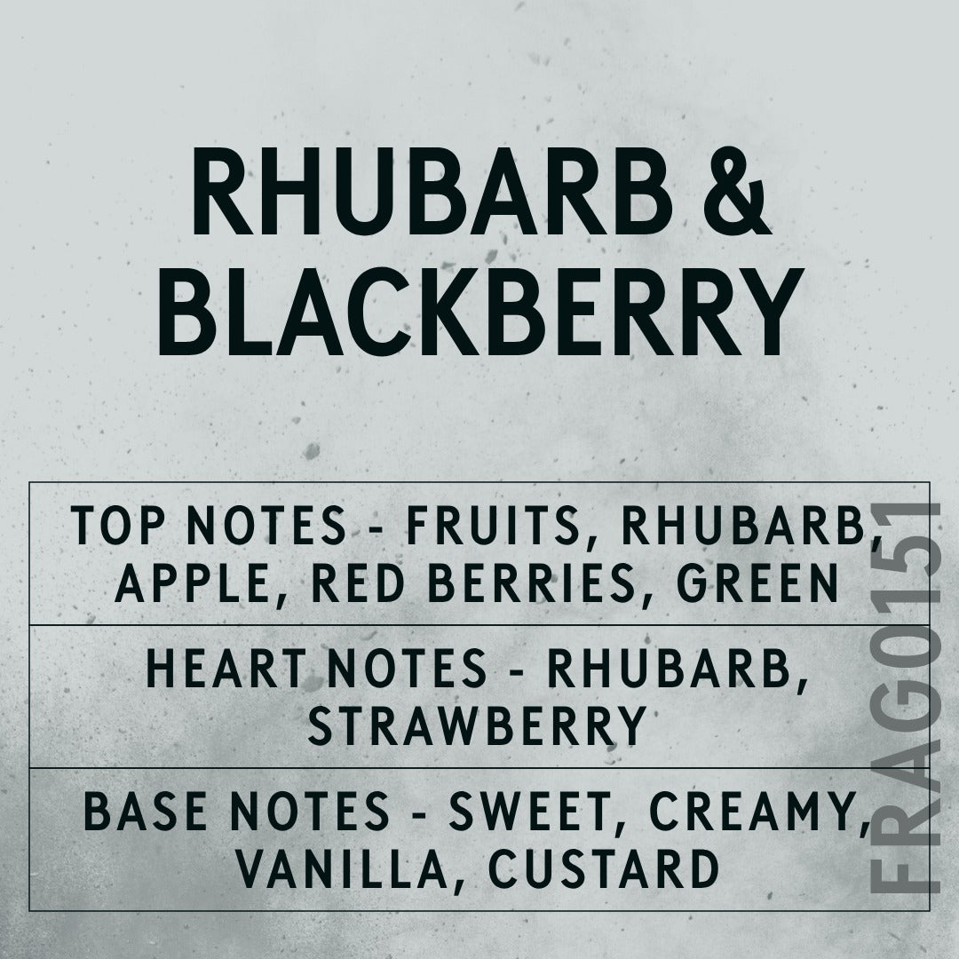 Rhubarb & Blackberry Fragrance Oil scent card (English)