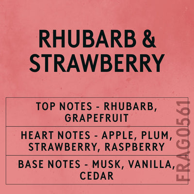 Rhubarb & Strawberry Fragrance Oil scent card (English)