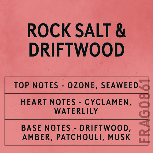 Rock Salt & Driftwood fragrance oil - Candle Shack aluminium bottle with dried botanicals on a dark slate background