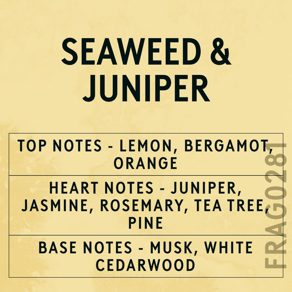 Seaweed and Juniper Fragrance Oil scent card (English)