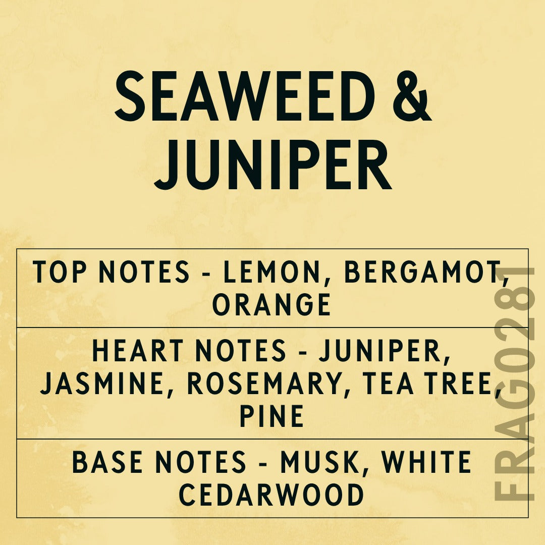 Seaweed and Juniper Fragrance Oil scent card (English)