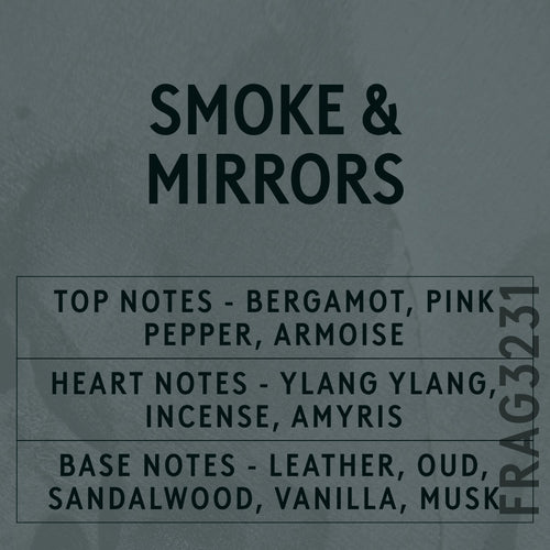 Smoke & Mirrors fragrance oil - Candle Shack aluminium bottle with dried botanicals on a dark slate background