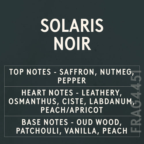 Solaris Noir fragrance oil - Candle Shack aluminium bottle with dried botanicals on a dark slate background