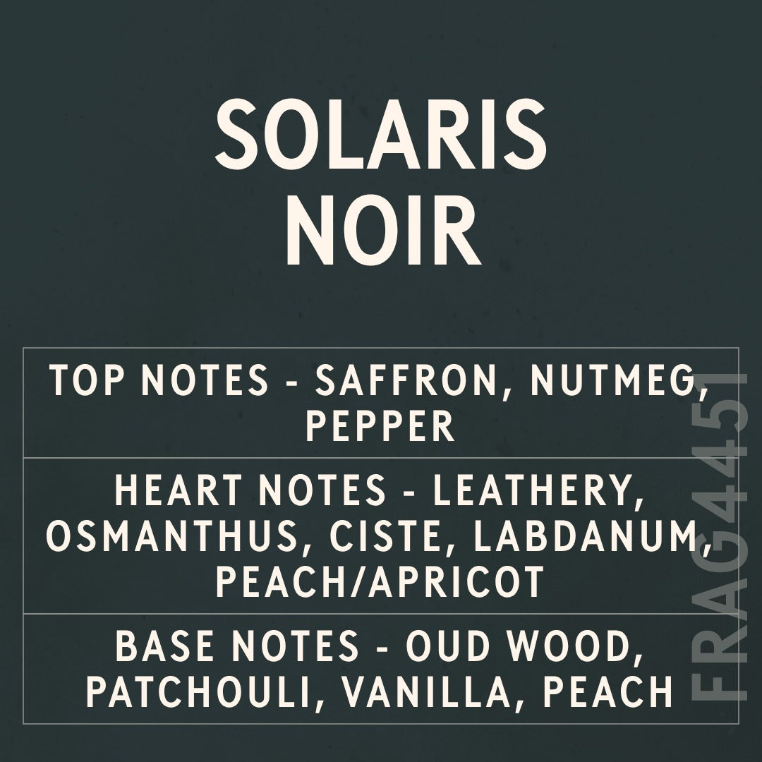 Solaris Noir Fragrance Oil scent card (English)