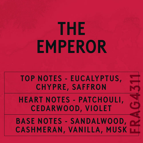 The Emperor fragrance oil - Candle Shack aluminium bottle with dried botanicals on a dark slate background
