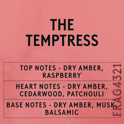 The Temptress Fragrance Oil scent card (English)