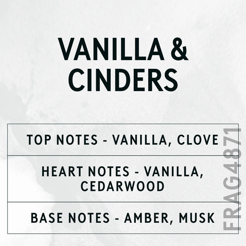 Vanilla & Cinders fragrance oil - Candle Shack aluminium bottle with dried botanicals on a dark slate background