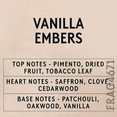 Vanilla Embers Fragrance Oil scent card (English)