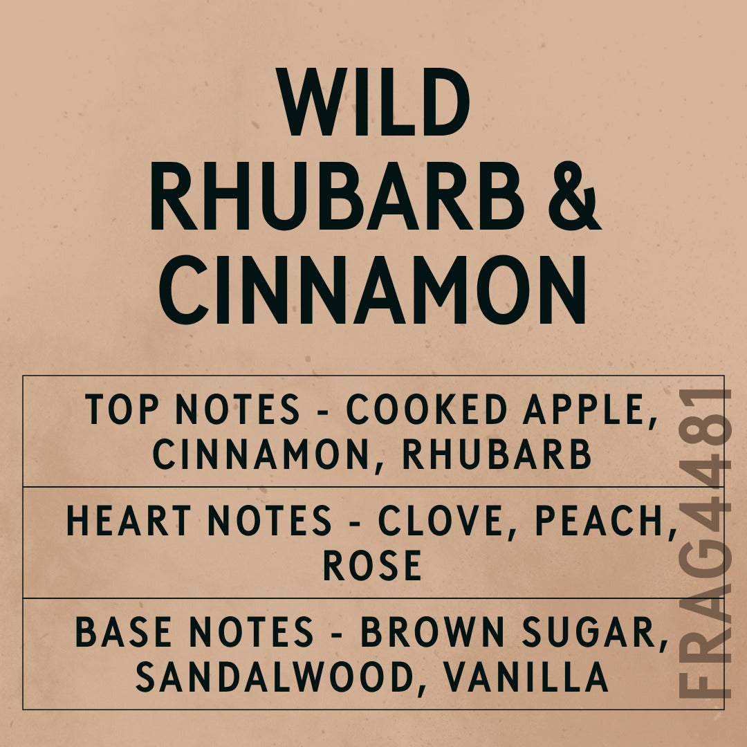 Wild Rhubarb & Cinnamon Fragrance Oil scent card (English)