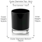 30cl Lotti Candle Glass - Internally Black Gloss (Box of 6)