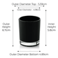 9cl Votive Candle Glass - Internally Black Gloss (Box of 6)
