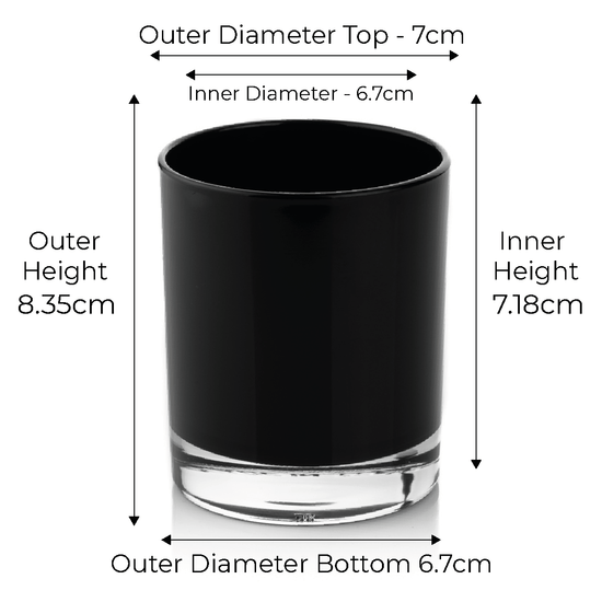 20cl Lotti Candle Glass - Internally Black Gloss (Box of 6)