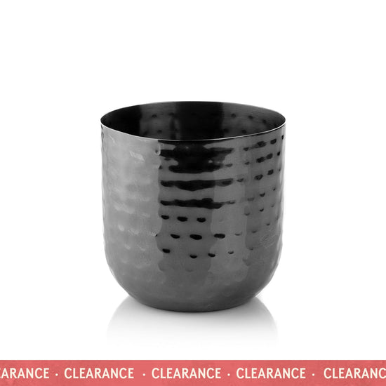 Large Dimpled Metal Candle Container - Black Nickel Finish