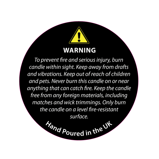 Candle Shack Candle Label 28mm Black Candle Safety Label28mm Black Candle Safety Label