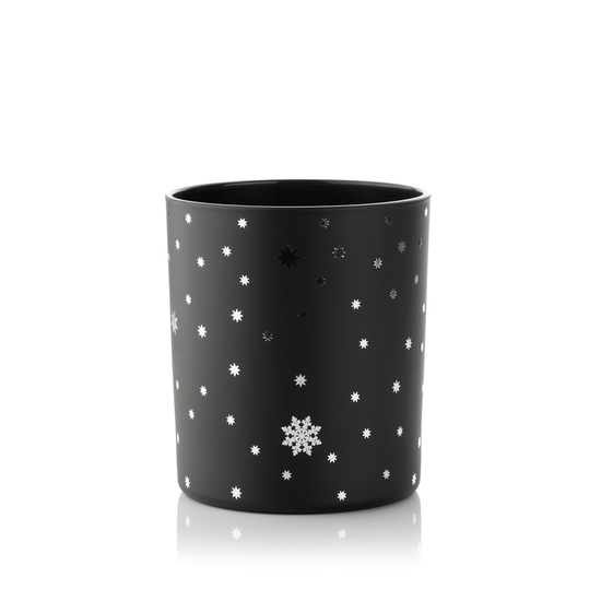 30cl Lotti Candle Glass - Black Matt With Silver Stars